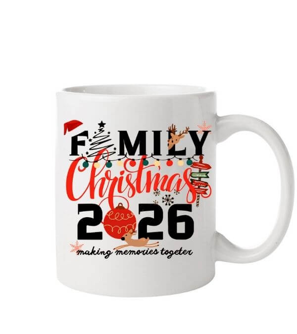 Mug with message "FAMILY CHRISTMAS 2026"