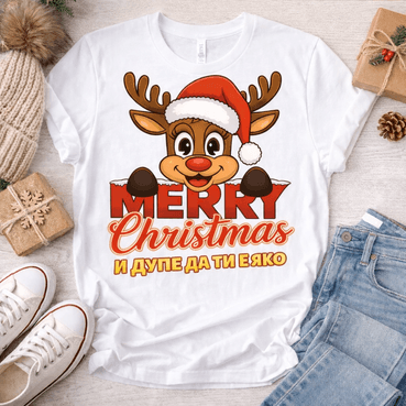 ТЕНИСКА "С НАДПИС MERRY CHRISTMAS"