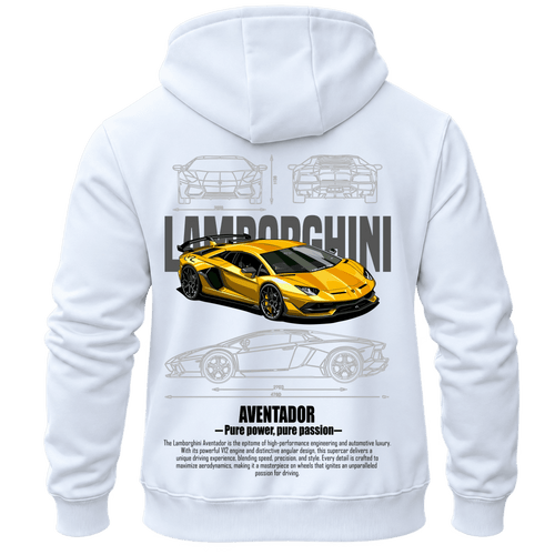 Суитчър Lamborghini Aventador – KM26-002, бял, изглед отзад