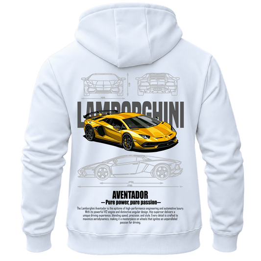 Суитчър Lamborghini Aventador – KM26-002, бял, изглед отзад