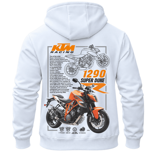 Суитчър KTM 1290 Super Duke Racing – KM26-004, бял, изглед отзад