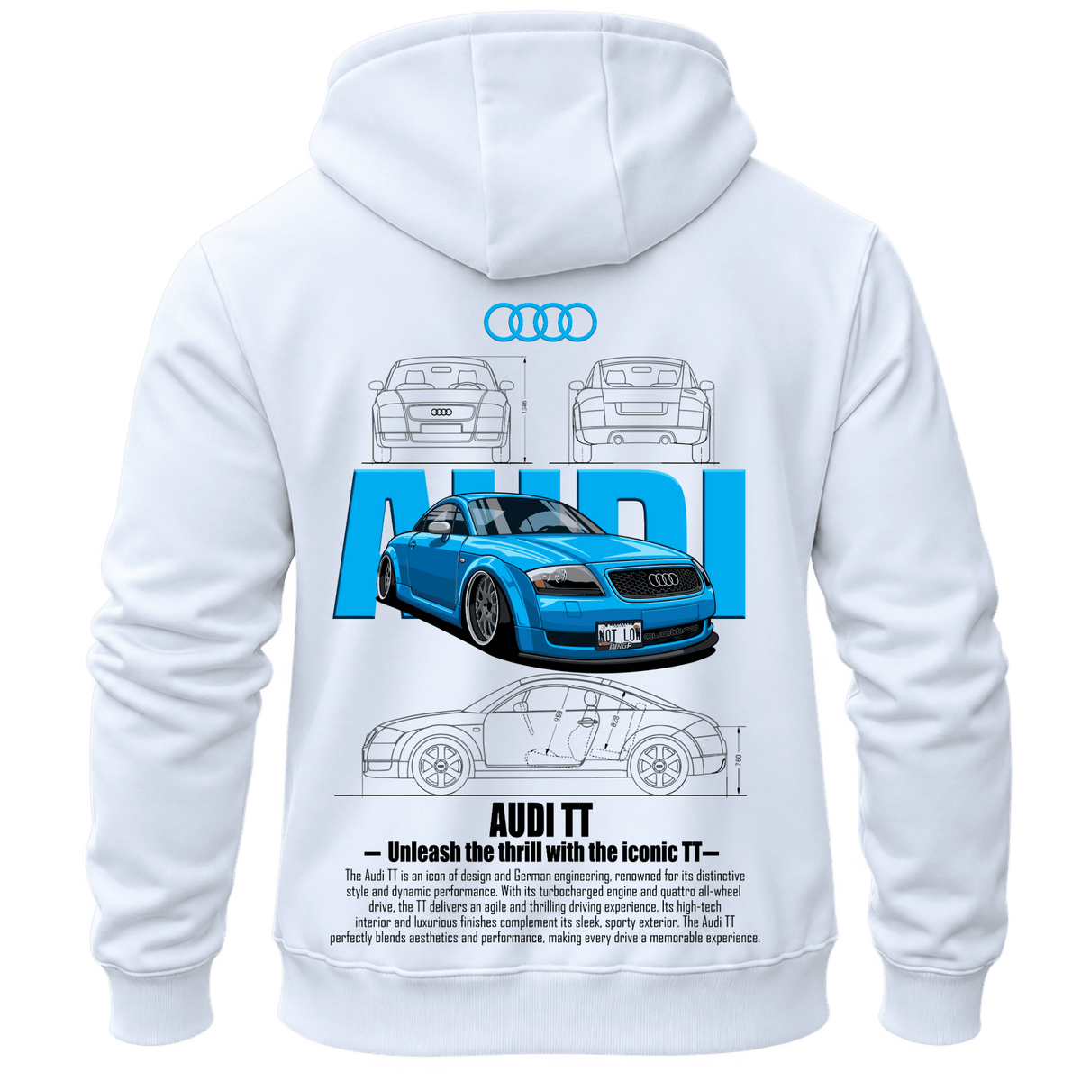 Суитчър Audi TT Blue Edition – KM26-005, бял, изглед отзад