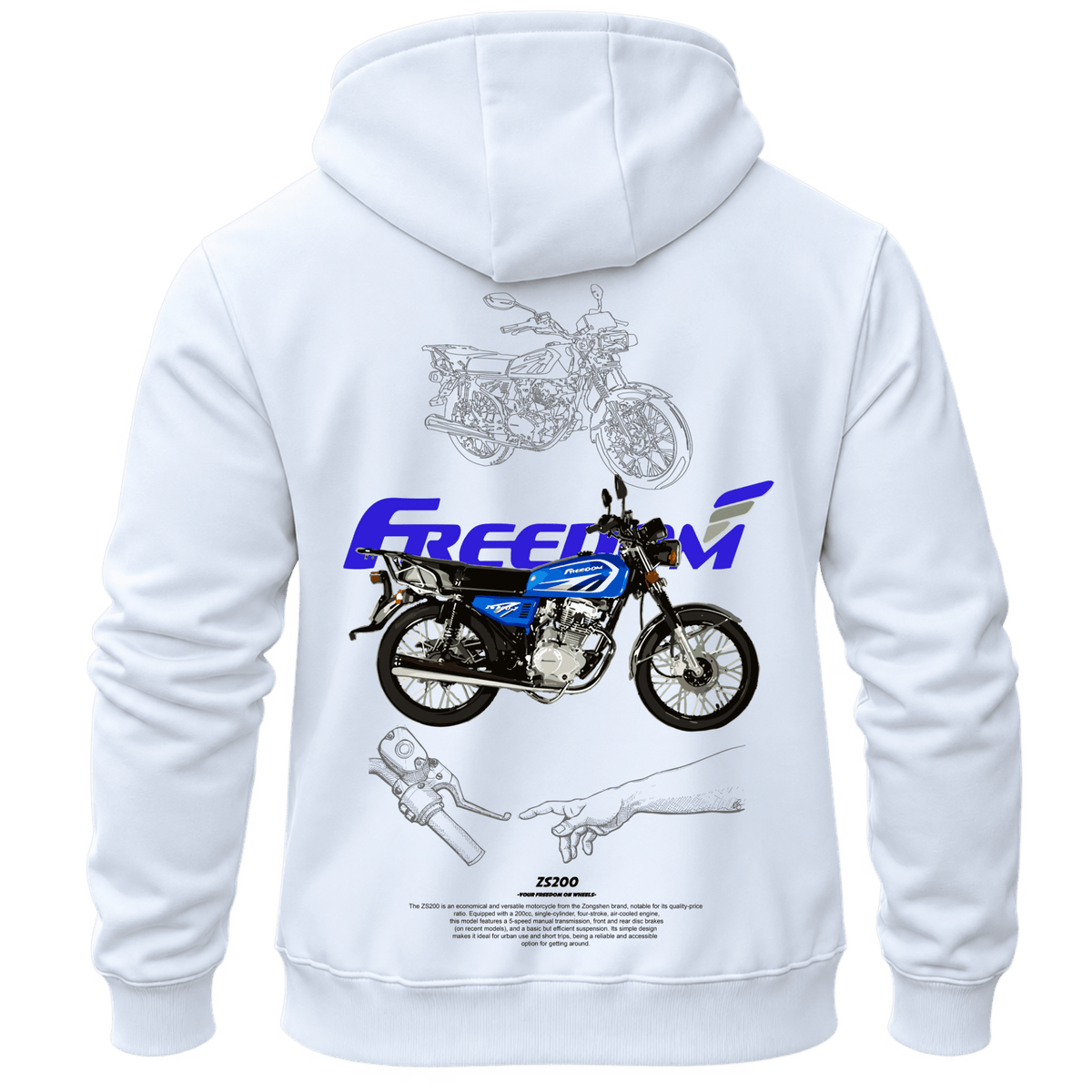 Суитчър Freedom Classic Blue – KM26-006, бял, изглед отзад