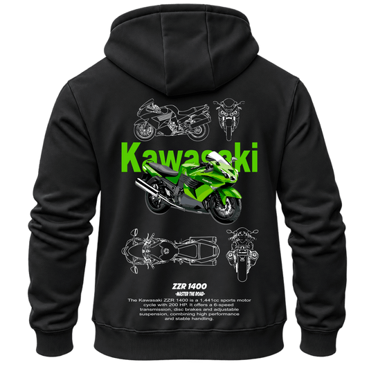 Суитчър Kawasaki ZZR 1400 – KM26-007, черен, изглед отзад