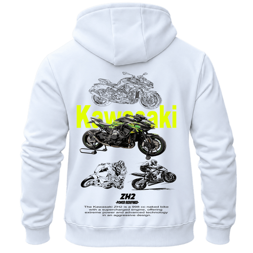 Суитчър Kawasaki Z H2 – KM26-008, бял, изглед отзад