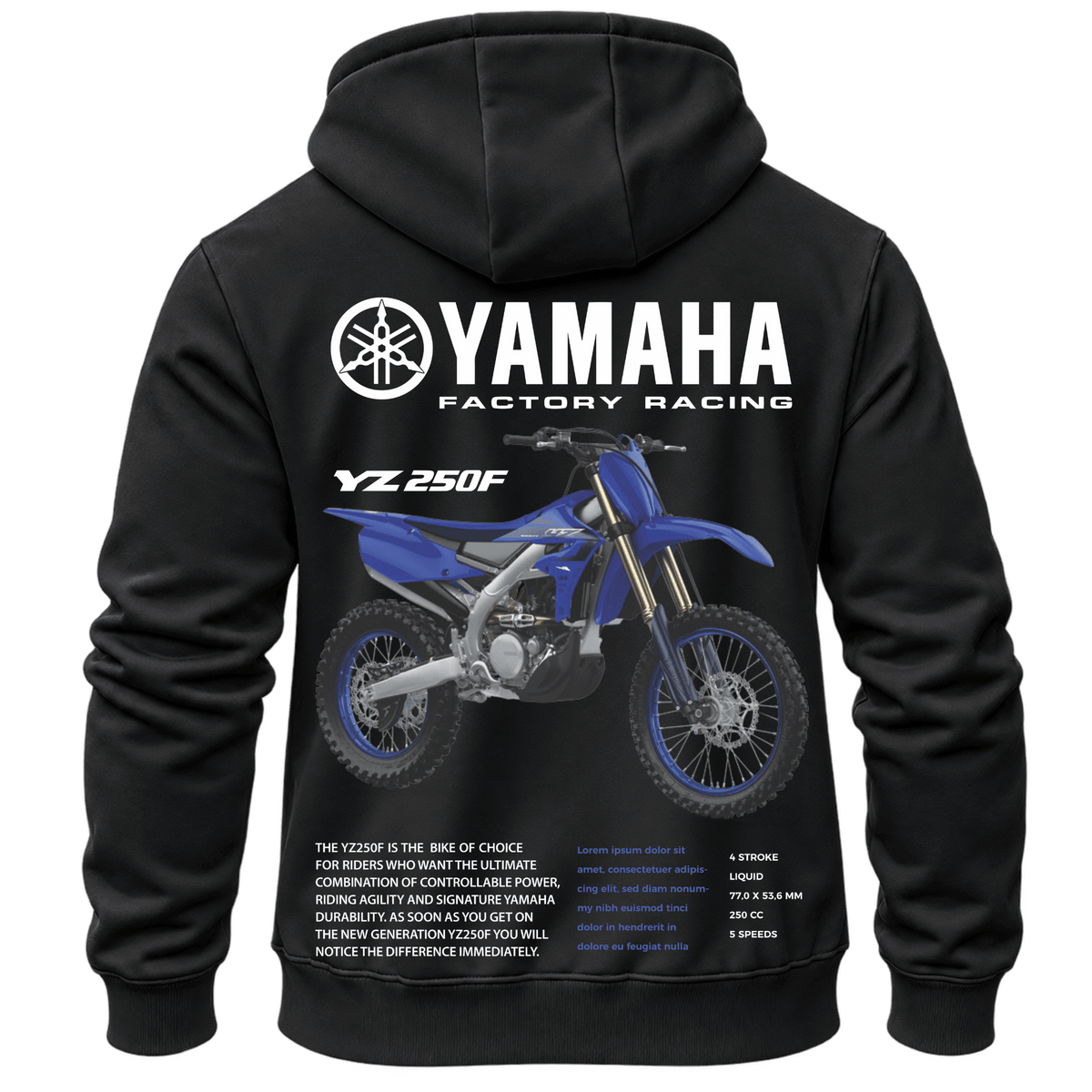 Суитчър Yamaha YZ250F Racing – KM26-010, черен, изглед отзад