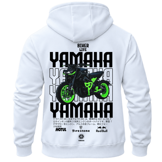 Суитчър Yamaha Biker Green – KM26-014, бял, изглед отзад