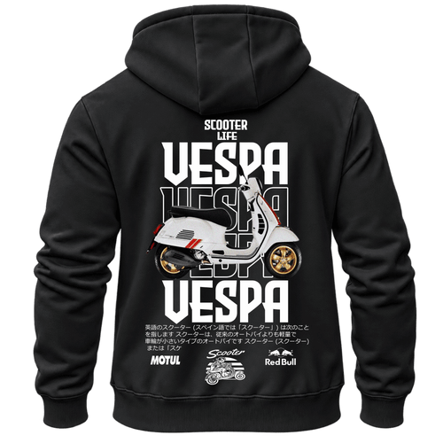 Суитчър Vespa Scooter Life – KM26-016, черен, изглед отзад