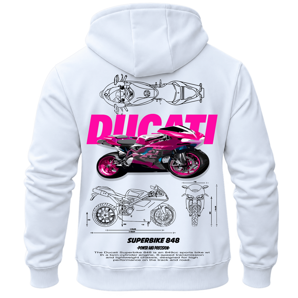 Суитчър Ducati Supersport 848 – KM26-018, бял, изглед отзад