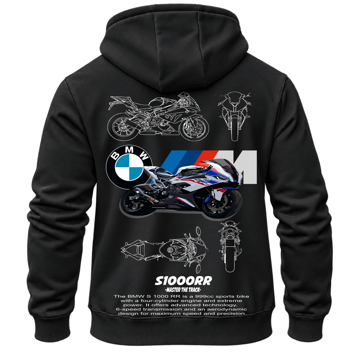 Суитчър BMW S1000RR Motorsport – KM26-019, черен, изглед отзад