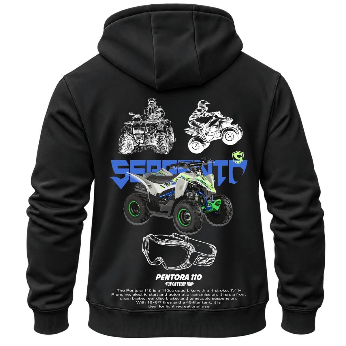 Суитчър Serpento Pentora 110 ATV – KM26-024, черен, изглед отзад