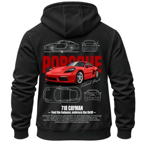 Суитчър Porsche 718 Cayman – KM26-025, черен, изглед отзад