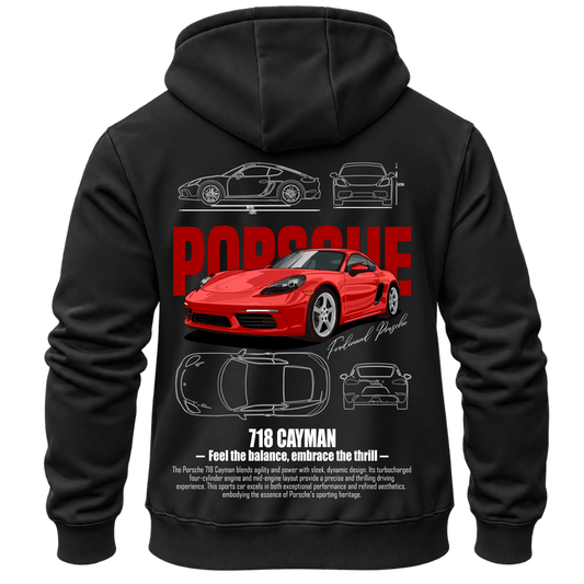 Суитчър Porsche 718 Cayman – KM26-025, черен, изглед отзад