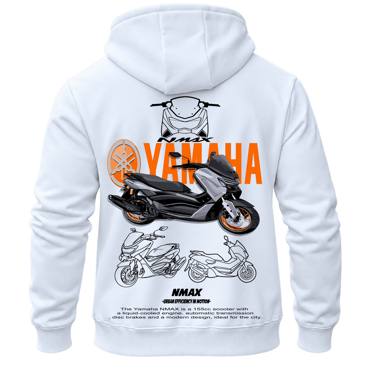 Суитчър Yamaha NMAX – KM26-026, бял, изглед отзад