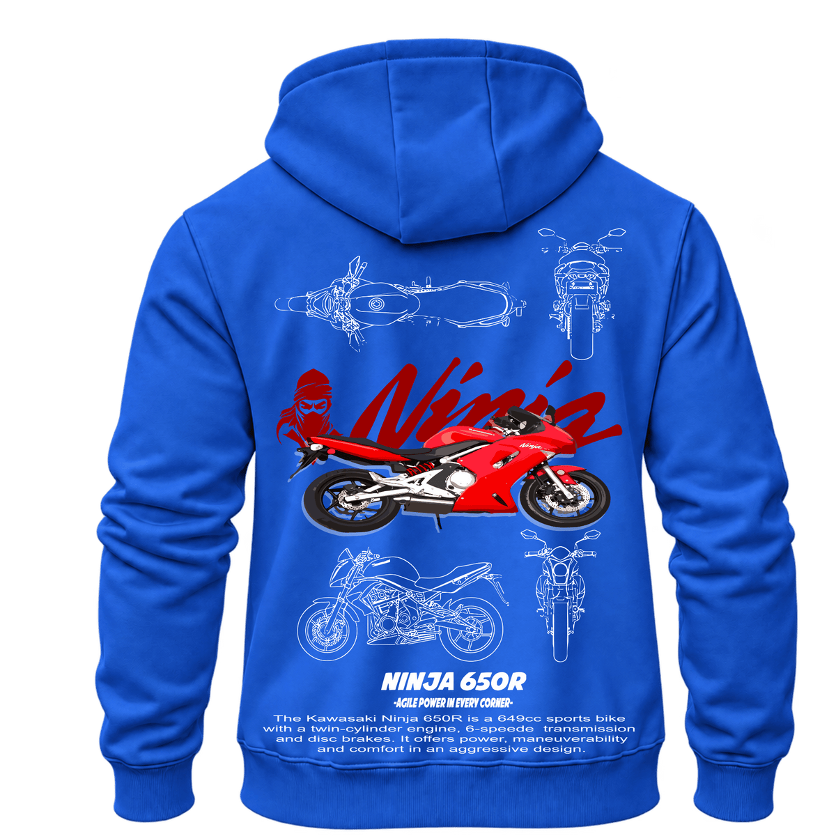 Суитчър Kawasaki Ninja 650R Blue – KM26-029, син, изглед отзад