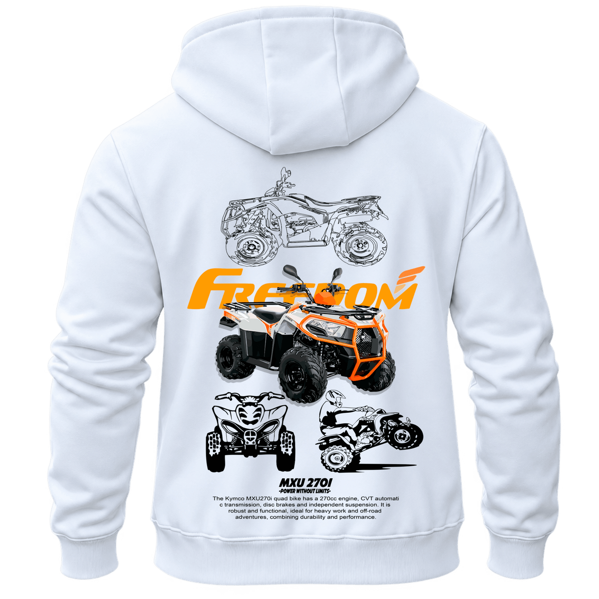 Суитчър Freedom ATV White – KM26-033, бял, изглед отзад