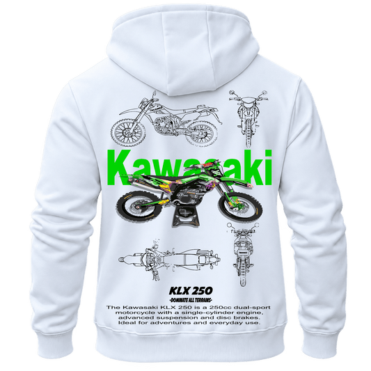 Суитчър Kawasaki KLX 250 – KM26-041, бял, изглед отзад