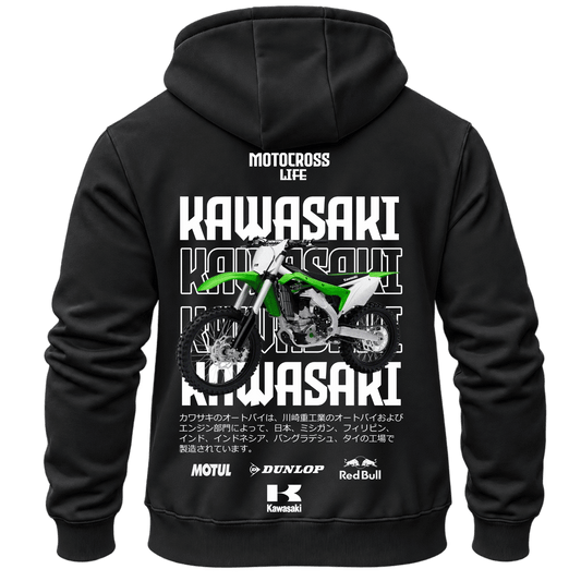 Суитчър Kawasaki Motocross Life – KM26-043, черен, изглед отзад