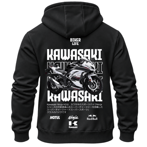 Суитчър Kawasaki Biker Silver Edition – KM26-046, черен, изглед отзад