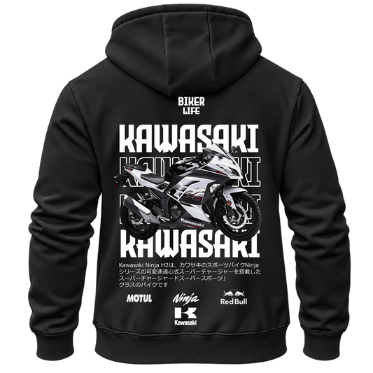 Суитчър Kawasaki Biker Silver Edition – KM26-046, черен, изглед отзад