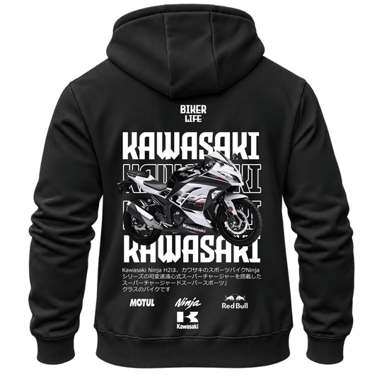 Суитчър Kawasaki Biker Silver Racing – KM26-047, черен, изглед отзад