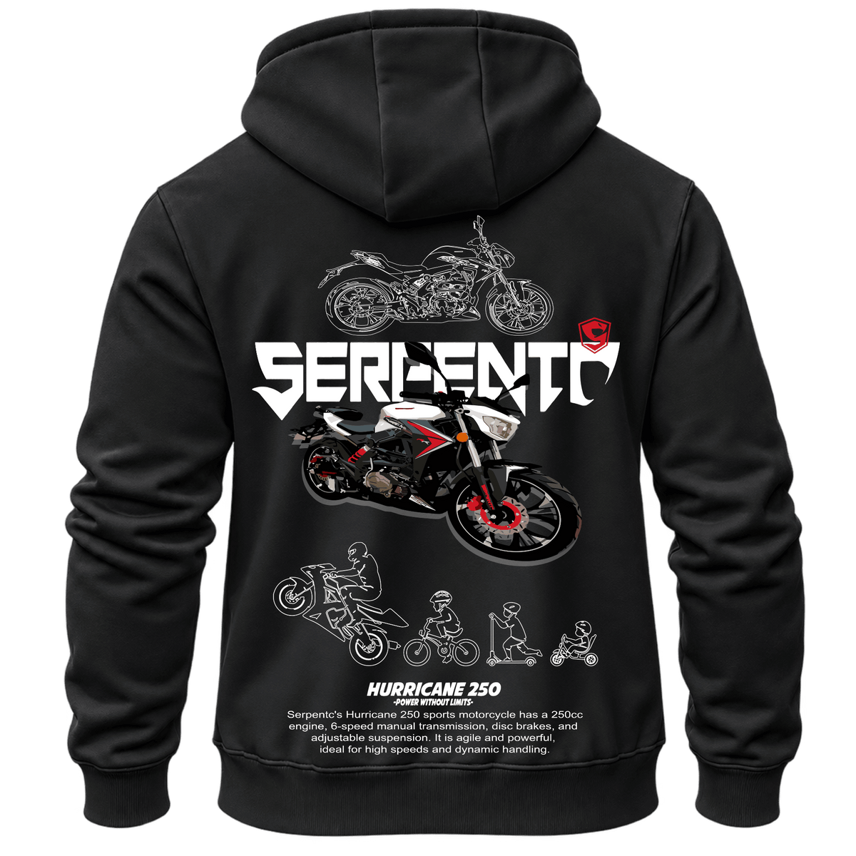 Суитчър Serpento Hurricane 250 – KM26-050, черен, изглед отзад