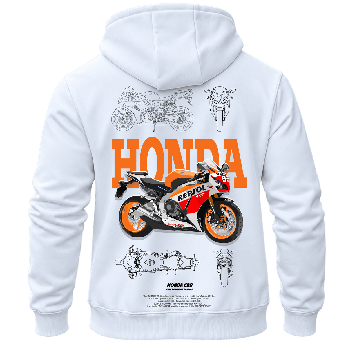 Суитчър Honda Repsol Sport – KM26-053, бял, изглед отзад
