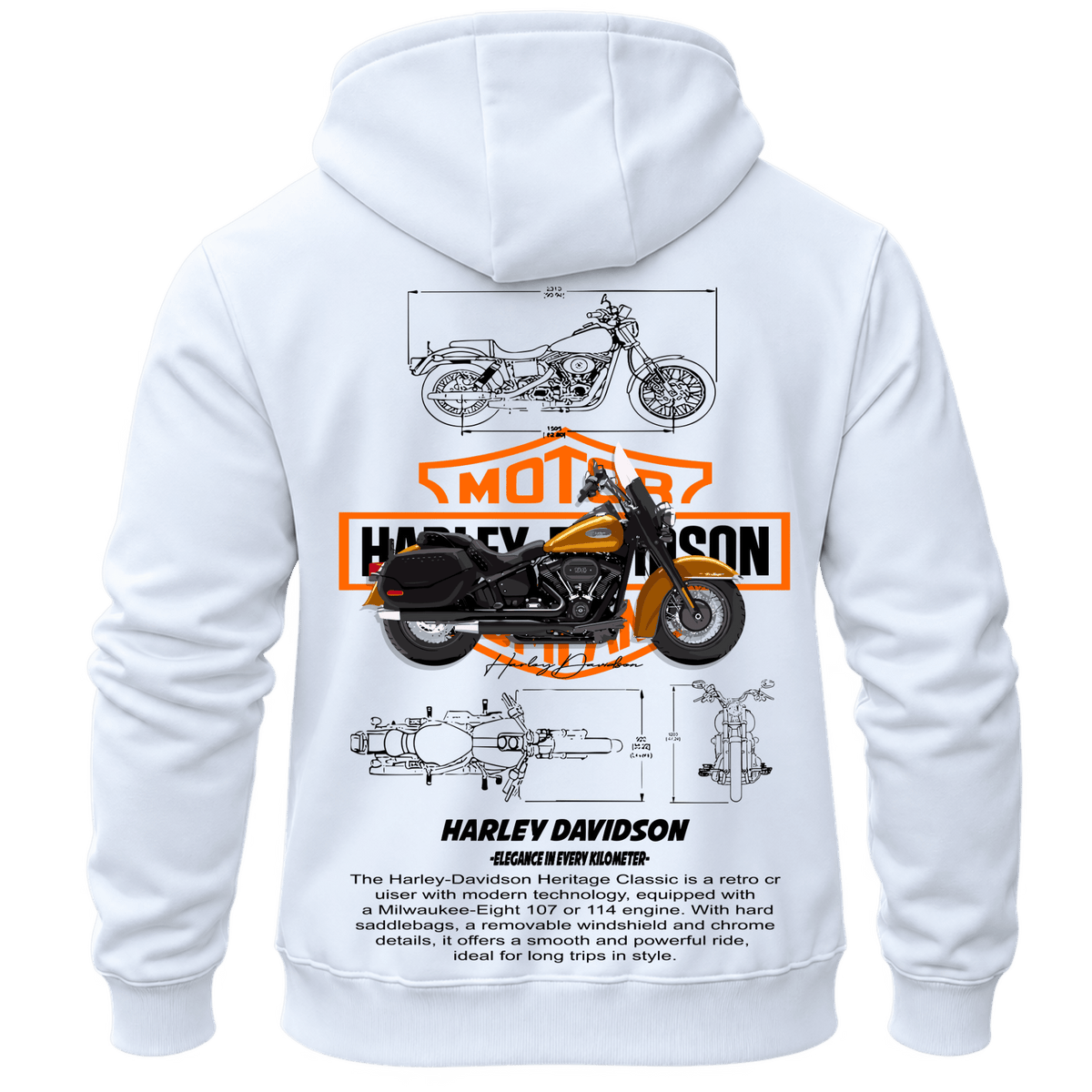 Суитчър Harley Davidson White – KM26-062, бял, изглед отзад