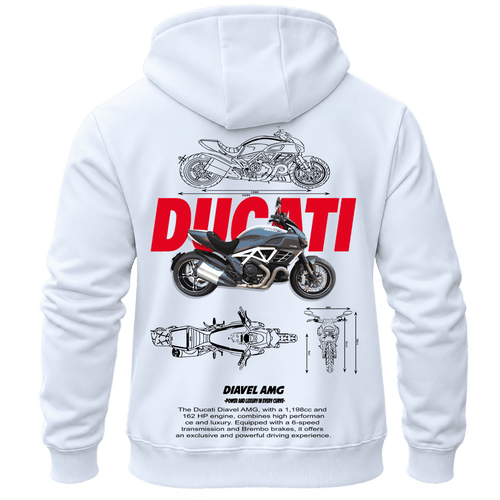 Суитчър Ducati Diavel AMG – KM26-064, бял, изглед отзад