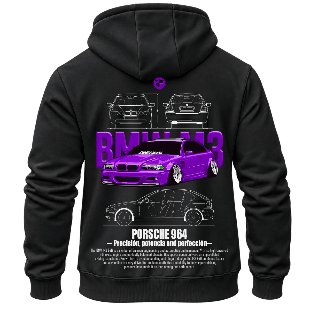 Суитчър BMW Purple Street Black – KM26-069, черен, изглед отзад