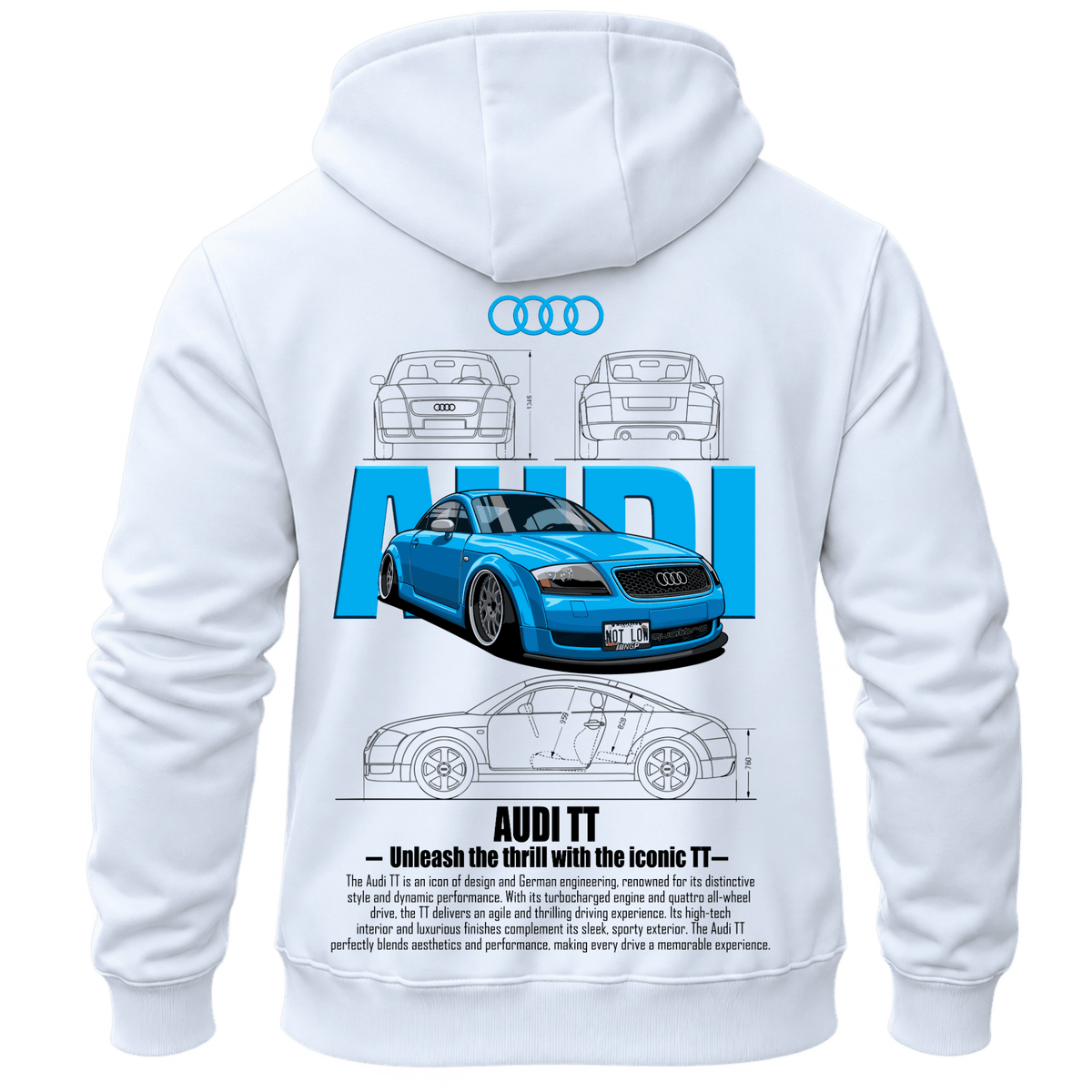Суитчър Audi TT Blue Racing – KM26-070, бял, изглед отзад