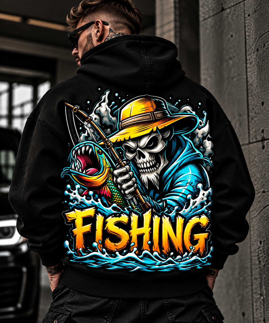 Суитчър Fishing Skeleton Orange
