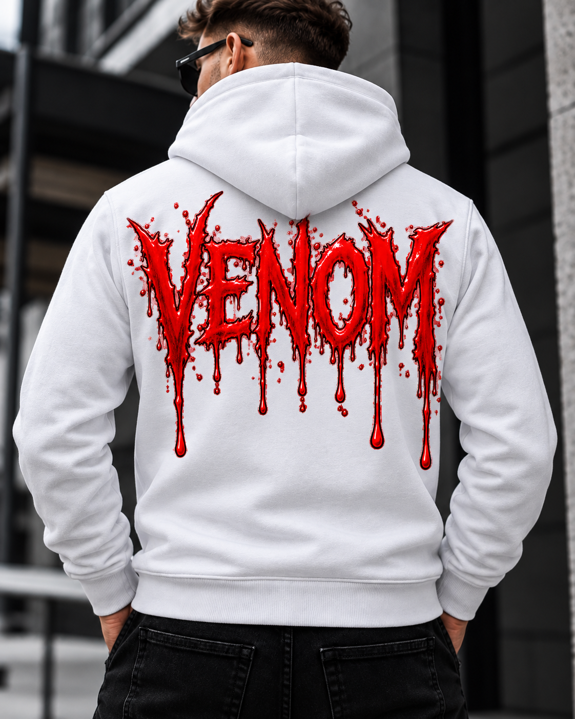 Суитчър Venom Red Drip - Бял